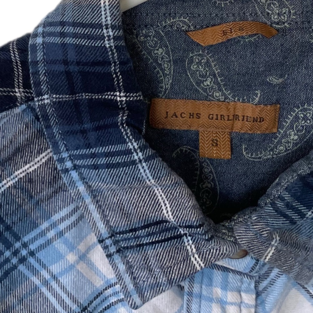 ⭐ JACHS Girlfriend Blue and White Button Down Shirt - Picture 2 of 6